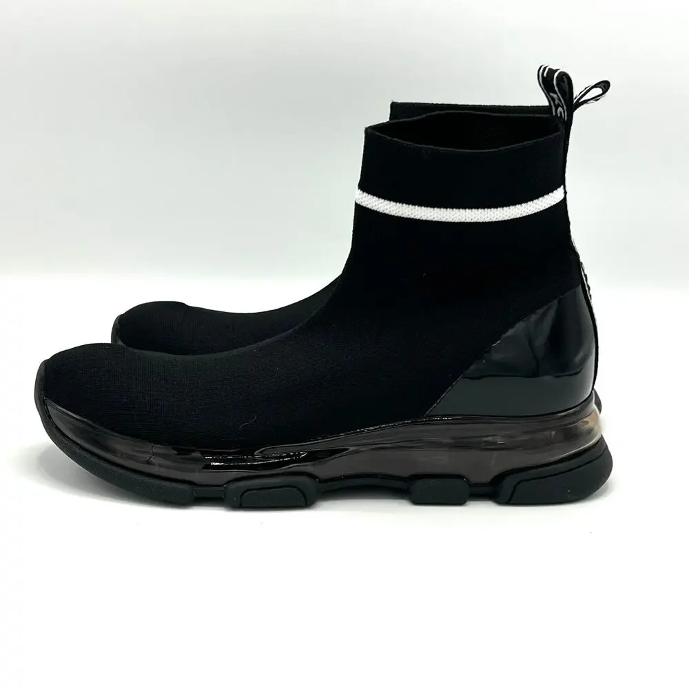 Michael Kors Kendra Black White Striped Sock Booties 5.5 Mod Op Art Y2K